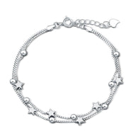 Silver Star and Bead Charm  Bracelet:FJD,