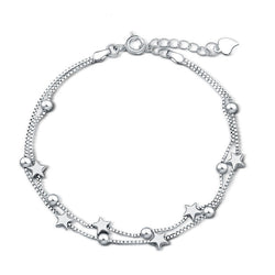 Silver Star and Bead Charm  Bracelet:FJD,