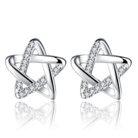 Women Star Cubic Zirconia Stud Earring:FJD,