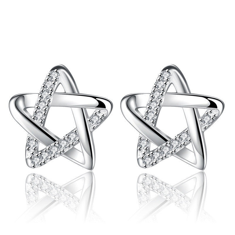 Women Star Cubic Zirconia Stud Earring:FJD,