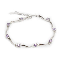 925 Sterling Silver Charm Crystal Bamboo Chain Bracelet:FJD,