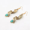 Leaf Big Dangle Turquoise Natural Stone Earrings:FJD,