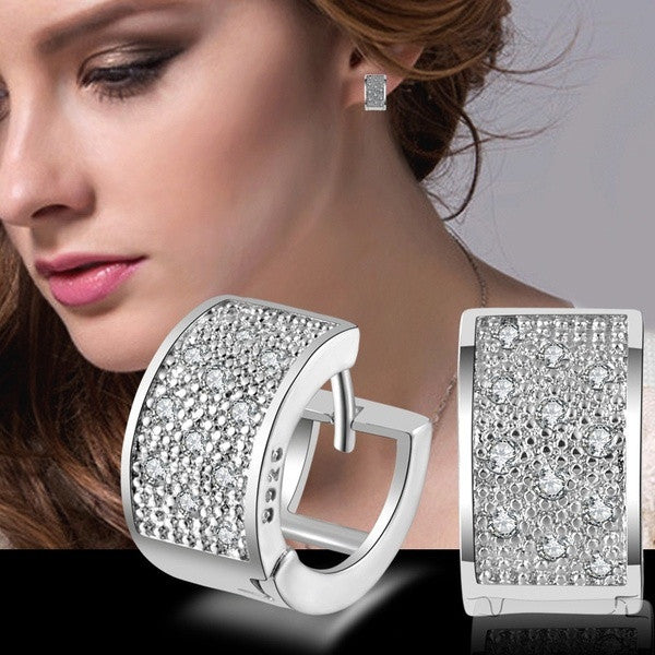 Crystal 925 Sterling Silver Ear Stud Hoop Earring:FJD,