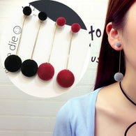 Fashion jewelry sweet simple size plush ball long temperament earrings:FJD,