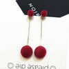 Fashion jewelry sweet simple size plush ball long temperament earrings:FJD,