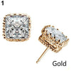 Lover Stunning Vogue Party Square Crown Hollow Zircon Stud Earrings:FJD,