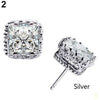 Lover Stunning Vogue Party Square Crown Hollow Zircon Stud Earrings:FJD,