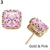 Lover Stunning Vogue Party Square Crown Hollow Zircon Stud Earrings:FJD,