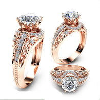 Luxury 14K Rose Gold Round Cut 2.2CT White Topaz  Ring:FJD,