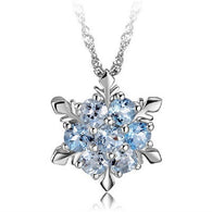 Crystal Snowflake Frozen Flower 925 Silver Pendant Necklace:FJD,