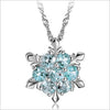 Crystal Snowflake Frozen Flower 925 Silver Pendant Necklace:FJD,