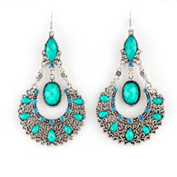 Ethnic Style Beads Alloy Dangle Long Animated Earrings - FJD