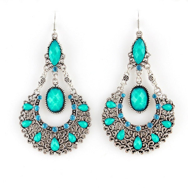 Ethnic Style Beads Alloy Dangle Long Animated Earrings - FJD