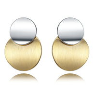 Viennois Gold Silver Color Punk Stud Metallic Double Layers Round Earrings:FJD,