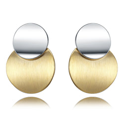 Viennois Gold Silver Color Punk Stud Metallic Double Layers Round Earrings:FJD,