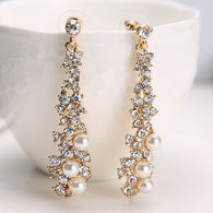 Fashion Crystal Pearl Rhinestone Dangle Chandelier Earrings:FJD,