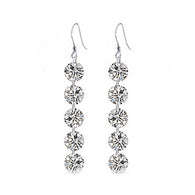 Lady Delicate Round Zirconia Crystal 925 Silver Dangle Hook Earrings:FJD,