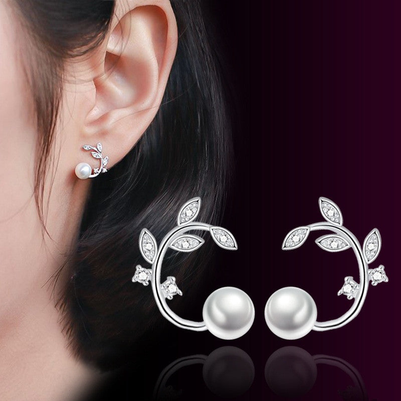 925 sterling silver earring Pearl beads stud earrings:FJD,