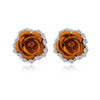 Women's Rose Shaped Alloy Rhinestone Stud Earring:FJD,