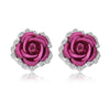 Women's Rose Shaped Alloy Rhinestone Stud Earring:FJD,