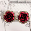 Women's Rose Shaped Alloy Rhinestone Stud Earring:FJD,