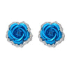 Women's Rose Shaped Alloy Rhinestone Stud Earring:FJD,