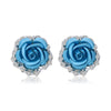 Women's Rose Shaped Alloy Rhinestone Stud Earring:FJD,