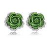 Women's Rose Shaped Alloy Rhinestone Stud Earring:FJD,