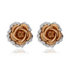 Women's Rose Shaped Alloy Rhinestone Stud Earring:FJD,