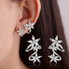 Bone Clips Crystal Flower Cuff Ear Stud Earrings:FJD,