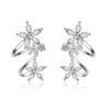 Bone Clips Crystal Flower Cuff Ear Stud Earrings:FJD,