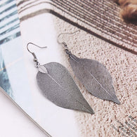 Exaggerated Big Statement Long Drop Natural Real Leaf Earrings:FJD,