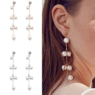 Fashion Pearl Tassel Earrings Long Personality Earrings:FJD,