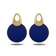 Viennoi Fashion Jewelry Blue & Red Dangle Earrings for Woman Rose Gold Color Earrings Trendy Round Earrings:FJD,