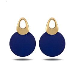 Viennoi Fashion Jewelry Blue & Red Dangle Earrings for Woman Rose Gold Color Earrings Trendy Round Earrings:FJD,