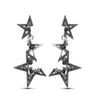 Viennois Vintage Silver Color Abstract Star Earrings for Woman Rhinestone Long Dangle Earrings Punk Fashion Accessories:FJD,