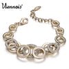 Viennois Rose Gold & Silver Color Circles Bracelet & Bangles for Woman Rhinestones Paved Double Layer Round Female Bracelets:FJD,