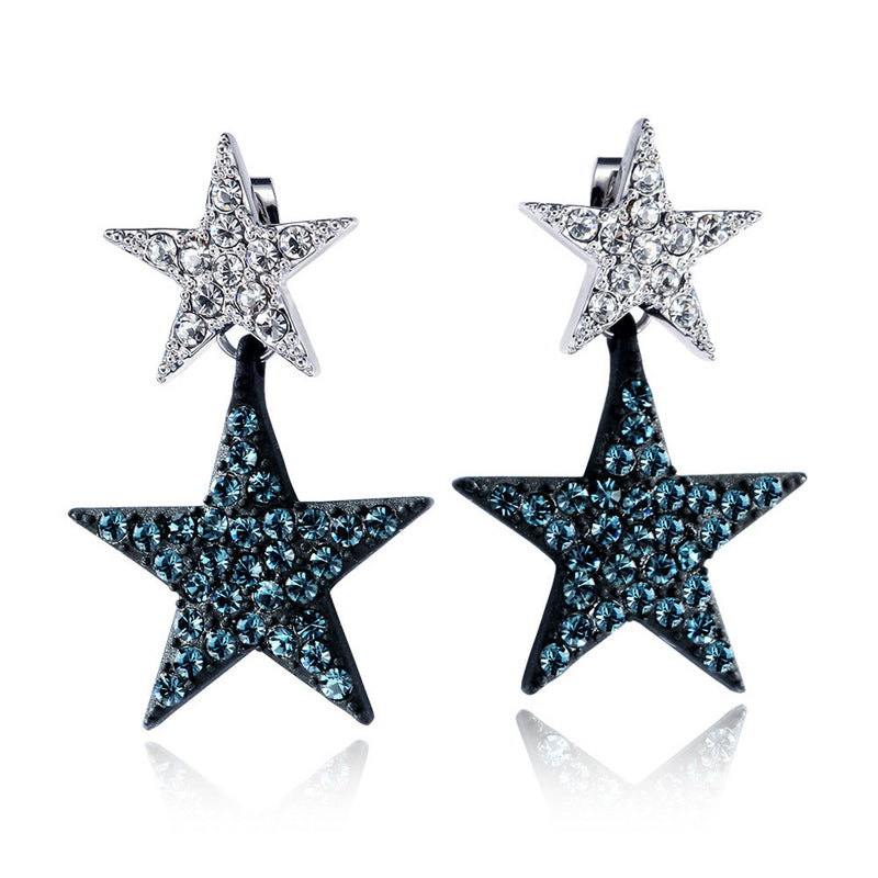 Viennois Mixed Color Abstract Star Drop Earrings For Women Geometric Rhinestone Dangle Earrings Fashion Jewelry:FJD,