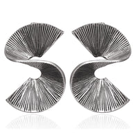 Viennois New Vintage Silver Color Twisted Stud Earrings for Women Punk Style Irregular Earrings Metallic Party Jewelry:FJD,