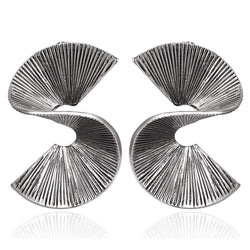 Viennois New Vintage Silver Color Twisted Stud Earrings for Women Punk Style Irregular Earrings Metallic Party Jewelry:FJD,